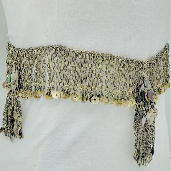 Tribal Silver Kuchi Belly Belt, Gypsy Tassel Belly Chain